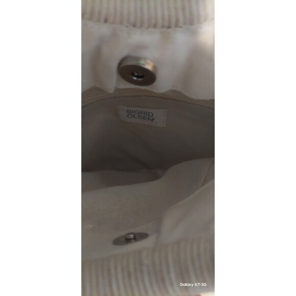 SIGRID OLSEN Handmade Macrame Handbag Bamboo Handles Cotton Boho Hippie NWT - Picture 4 of 4